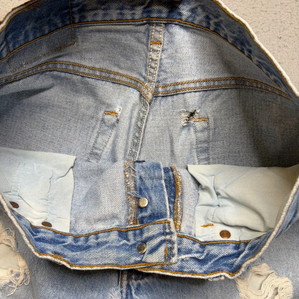 Levi's 501 Denim Shorts Mens 34 Light Wash Vintage 90s Distressed Cut Off USA